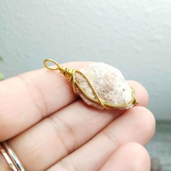 Fossil Wire Wrapped Pendant, Jewelry Making Craft Supplies, 1.5" - Picture 3 of 3
